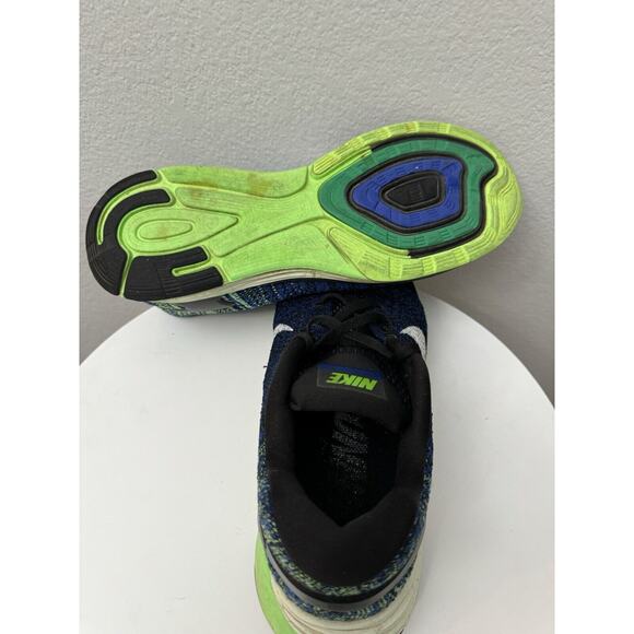 Nike Flyknit Racer Blue White Black Green Running Shoes‎ 747355-005 Mens Size 12 - Picture 5 of 5